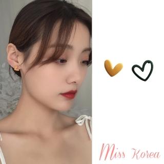 【MISS KOREA】S925銀針耳環 不對稱耳環 愛心耳環/韓國設計S925銀針極簡不對稱愛心線條造型耳環(3款任選)