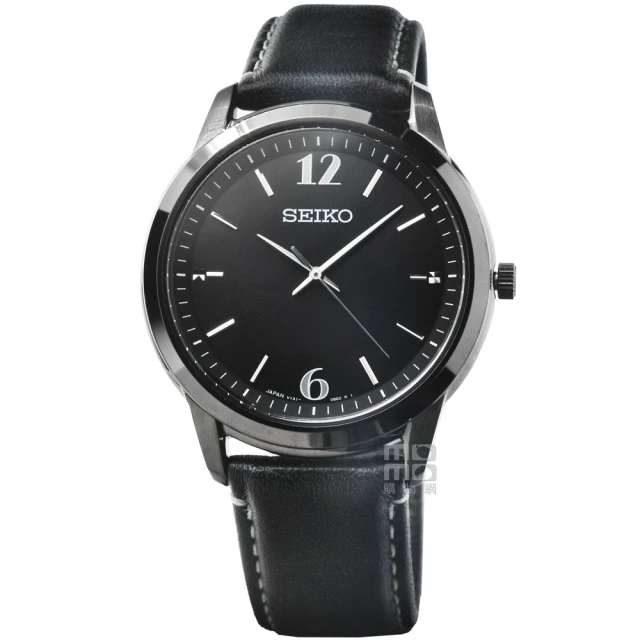 SEIKO 精工 精工太陽能時尚皮帶男錶-IP黑(SBPL031)