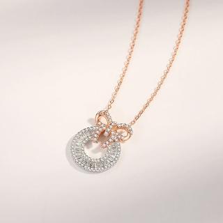 【米蘭精品】現貨+預購 925純銀項鍊鋯石吊墜(蝴蝶結花環圓形鏤空生日聖誕節交換禮物女飾品74cj42)