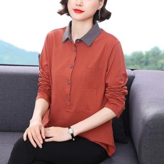 【Paiya 派亞】材質好寬鬆POLO領氣質長袖上衣(M-4XL 雙11特惠)