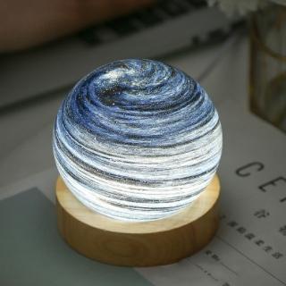 【SKYOCEAN】LED三色溫USB充電式星球智慧觸控拍拍小夜燈 無段式調光 星空床頭檯燈桌燈(星空款)