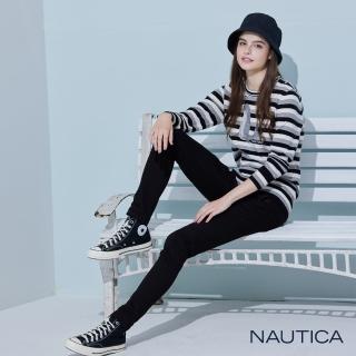 【NAUTICA】女裝 修身窄管休閒長褲(黑色)