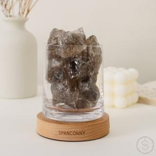 【SPANCONNY 飾品控】健康舒緩 l 茶水晶 / 櫸木燈座 l 水晶氣氛燈(桌燈/小夜燈/水晶燈)