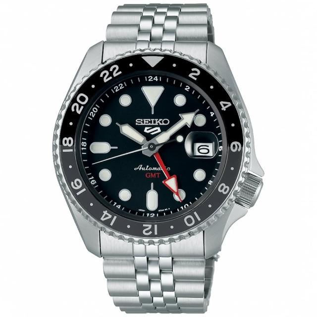 【SEIKO 精工】5 Sports 水鬼潮流GMT運動機械錶-黑x銀/42.5mm 雙12限定(SSK001K1/4R34-00A0D)