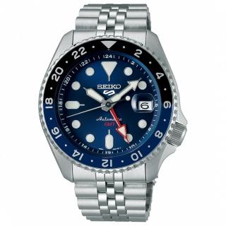 【SEIKO 精工】5 Sports 水鬼潮流GMT運動機械錶-藍x銀/42.5mm(SSK003K1/4R34-00A0B)