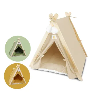 【貓本屋】可拆洗四季通用 實木三角寵物帳篷
