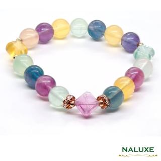 【Naluxe】螢石 設計款開運手鍊(鑽石造型轉運珠 夢幻千層色)