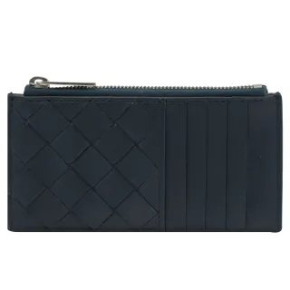 【BOTTEGA VENETA 寶緹嘉】經典手工編織小羊皮信用卡名片零錢包(藍綠)