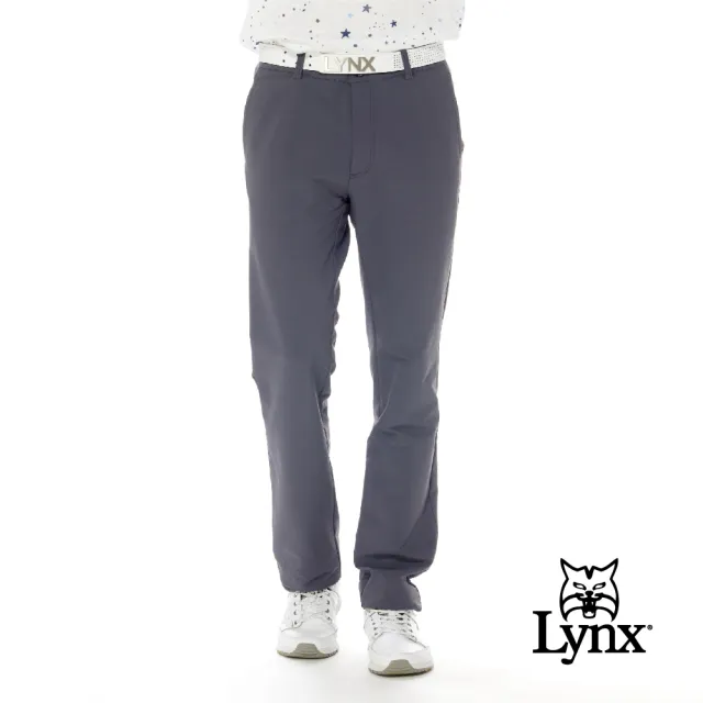 【Lynx Golf】男款保暖防風防潑水凹凸印LOGO設計兩側剪接羅紋造型平口休閒長褲(二色)