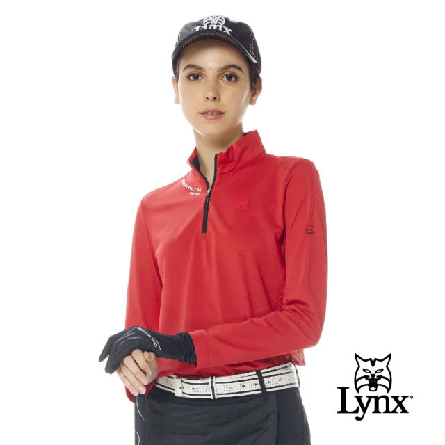 【Lynx Golf】首爾高桿風格！女款吸濕排汗異材質剪接壓條D型環設計長袖立領POLO衫/高爾夫球衫(二色)