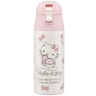 【小禮堂】HELLO KITTY  彈蓋不鏽鋼保溫杯 360ml - 粉白鬱金香款(平輸品)(保溫瓶) 凱蒂貓