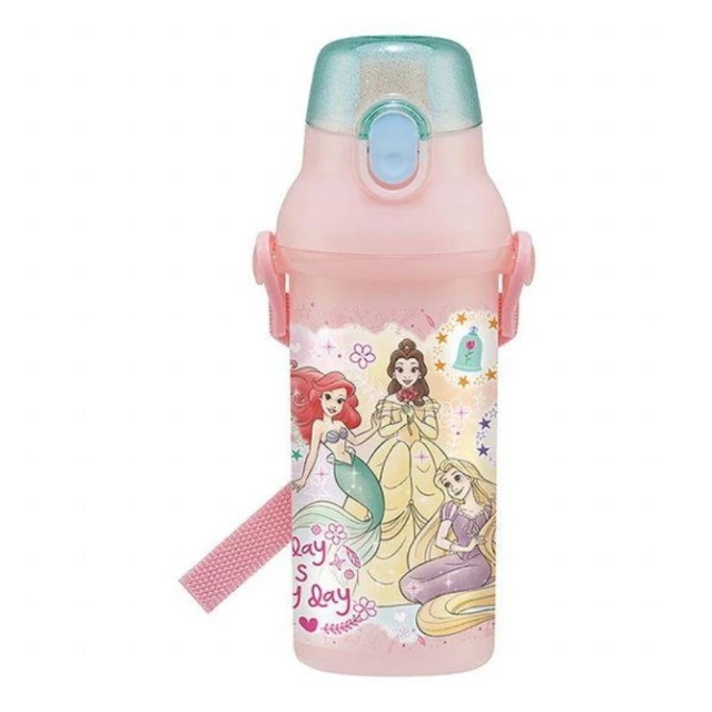 【小禮堂】Disney 迪士尼 公主 兒童彈蓋直飲水壺 480ml Ag+ - 粉集合款(平輸品)