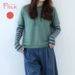 【PINK NEW GIRL】休閒假2件多彩條紋袖連帽長袖上衣 J3302AD(2色)