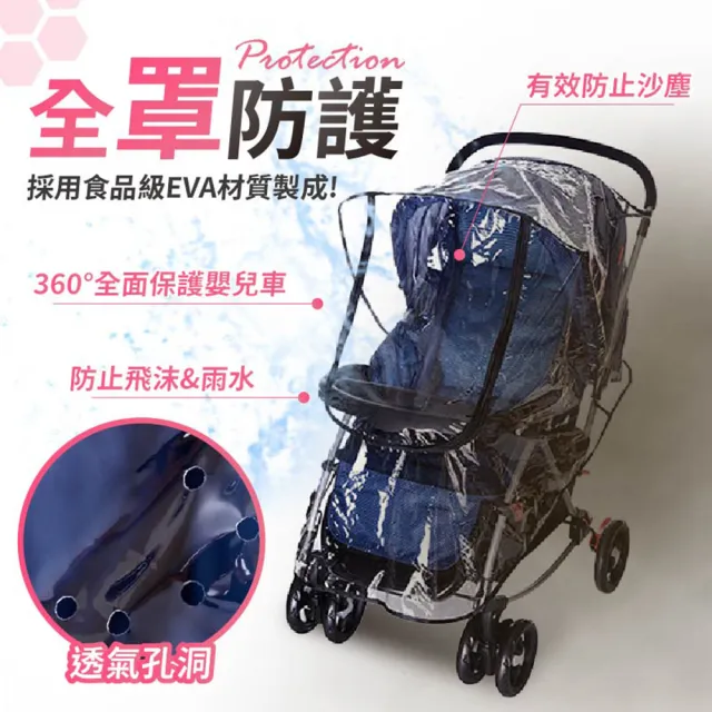 防飛沫嬰兒車雨罩-加大款 免運費(升級EVA食品級雨罩 透明防水透氣嬰兒手推車雨罩/兒童傘車 拉鍊通用型)