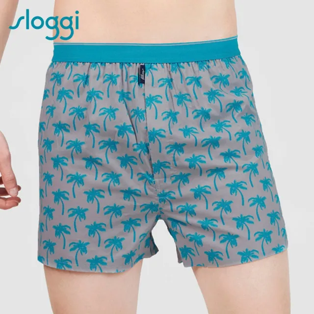 【sloggi Men】PALM TREE棕櫚假期系列寬鬆平口褲 M-XXL(蔚藍)