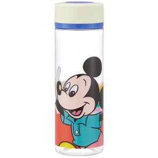 【小禮堂】Disney 迪士尼 米奇 透明隨身冷水瓶 400ml  - 彩色雲手指款(平輸品)