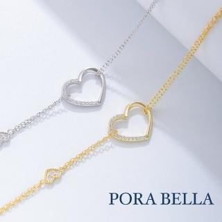 【Porabella】925純銀小巧愛心鋯石造型手鍊 告白禮物 情人節禮物 送女友 銀飾 Bracelets