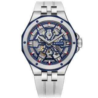 【EDOX 伊度】Delfin Mecano 魔幻巡洋 鏤空200米機械錶/43mm 99狂買節(E85303.357BUCAB.BUIRB)