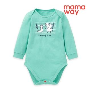 【mamaway 媽媽餵】BABY佩佩豬Q彈棉質長袖包屁衣 1入(趣味喬治)