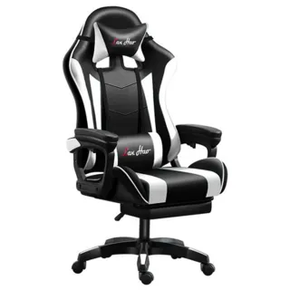 【E家工廠】電競椅 賽車可躺式 電腦椅 遊戲椅 賽車椅皮革椅(279-AJ電競椅（黑色+白色）)