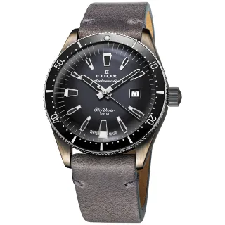 【EDOX 伊度】SkyDiver 傘兵悍將 限量機械錶 套錶-黑灰/42mm(E80126.3VIN.GDN)