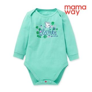 【mamaway 媽媽餵】BABY佩佩豬Q彈棉質長袖包屁衣 1入(植物佩佩豬)