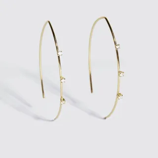 【SHASHI】紐約品牌 Oleander 鑲鑽C形耳環 簡約水滴金色耳環(C形耳環)