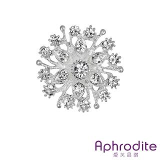 【Aphrodite 愛芙晶鑽】閃鑽華麗縷空花型胸針(閃鑽胸針 縷空胸針 花型胸針)