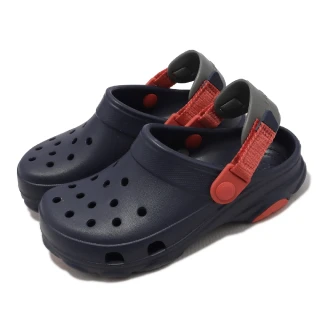 【Crocs】洞洞鞋 Classic All-Terrain Clog K 童鞋 深藍 紅 布希鞋 涼拖鞋 卡駱馳(207458410)