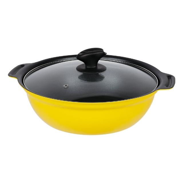 【Quasi】日式雙耳湯鍋附玻璃蓋28cm/2.8L/3~4人用(適用電磁爐)