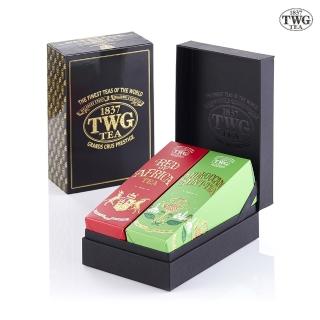 【TWG Tea】時尚茶罐雙入禮盒組 非洲南非國寶茶100g+摩洛哥薄荷綠茶100g(南非國寶茶+綠茶)