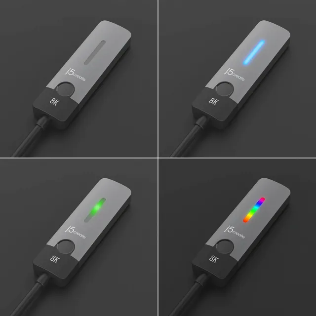 【j5create 凱捷】USB-C 8K@60Hz / 4K@144Hz HDR炫彩燈效 HDMI 2.1 高畫質影音轉接器–JCA157