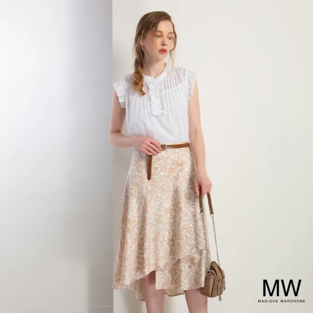 【MAGIQUE WARDROBE】立領半開襟荷葉袖上衣(3色)