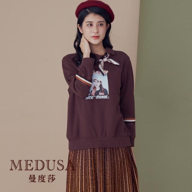 【MEDUSA 曼度莎】現貨-可愛小領巾休閒上衣（M-XL）｜女上衣 大學T(220-15301)