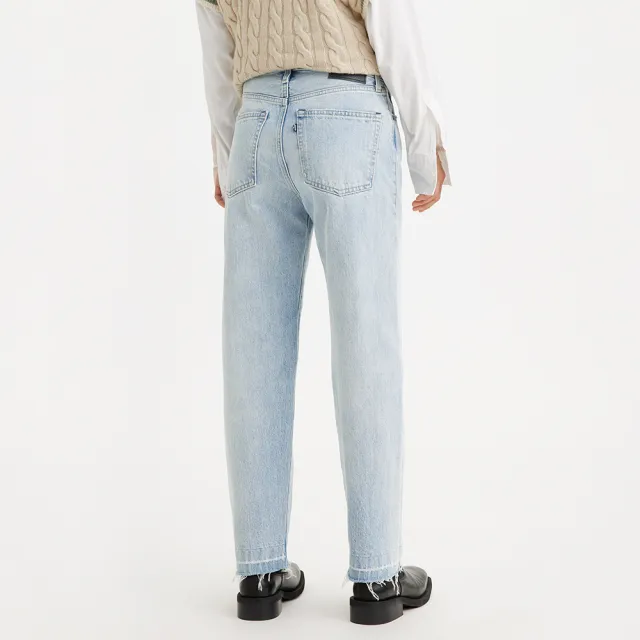 【LEVIS】LMC MOJ頂級日本布 女款 復古高腰廓型牛仔長褲/精工磨損刷破工藝 熱賣單品 75645-0032