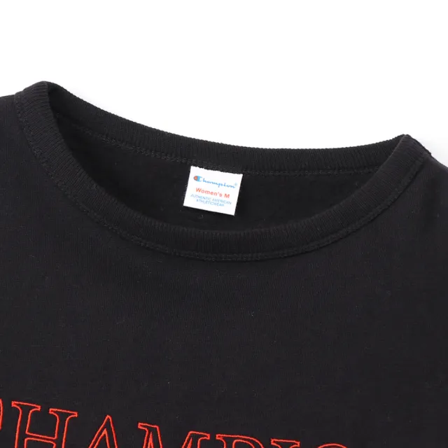 【Champion】官方直營 Womens Logo 寬袖大學長袖Tee-女(黑色)