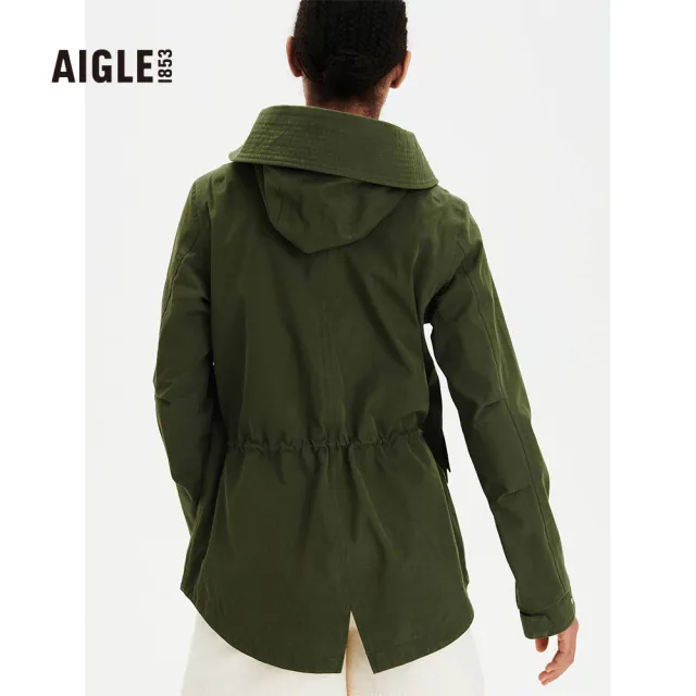 【AIGLE】女 MTD 防水透氣外套AG-FQ226A080 軍綠(女外套 防水透氣外套)