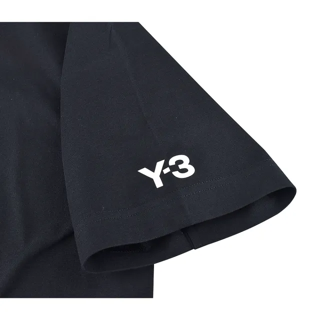 【Y-3 山本耀司】Y-3 20週年紀念款白字LOGO條紋設計純棉短袖T恤(平輸品/男款/黑)