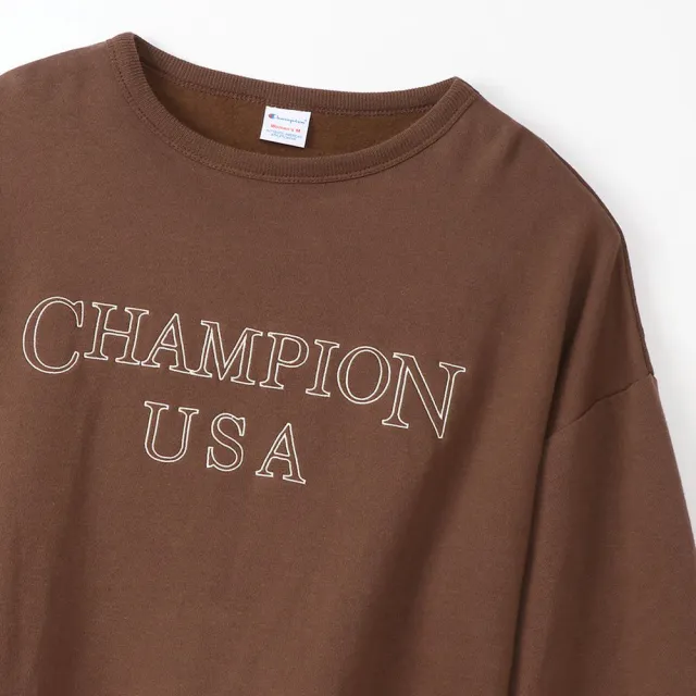 【Champion】官方直營 女款Womens Logo 寬袖大學長袖Tee-棕色(CW-S004-860)