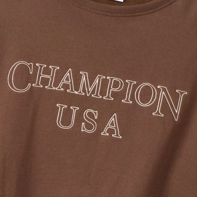 【Champion】官方直營 女款Womens Logo 寬袖大學長袖Tee-棕色(CW-S004-860)