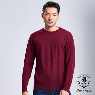 【BARONECE 百諾禮士】簡約圓領喀什米爾素色毛衣 酒紅(615705-12)