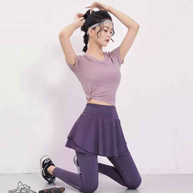 【BODYAIR】任2入 假兩件雙層球裙舞感九分褲(瑜珈.運動.慢跑.透氣.舞蹈.運動褲)