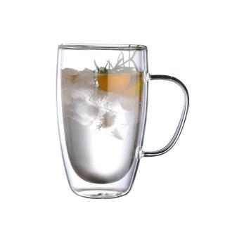 【歐妮小舖】耐熱雙層玻璃杯 450ml(咖啡杯 玻璃杯 水杯 茶杯)