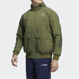 【adidas 愛迪達】M Track Wd Hb J 男 外套 連帽 風衣 戶外 越野 防風防雨 亞洲版 綠(H40850)