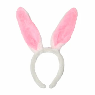 【摩達客】摩達客★萬聖派對變裝扮★粉白毛絨兔耳朵造型髮箍★Cosplay