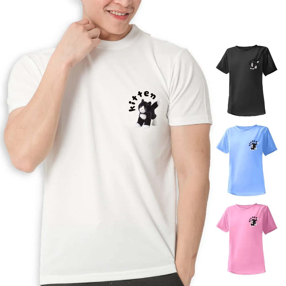 【台製良品】台灣製男女款 吸排短T-Shirt貓咪_C001-2件組(多色任選)