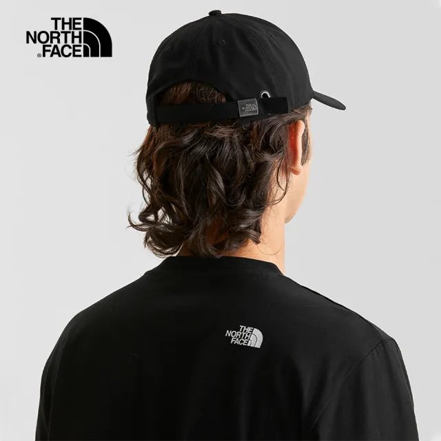 【The North Face 官方旗艦】北面男女款黑色簡約刺繡品牌LOGO運動帽｜4VSVKY4