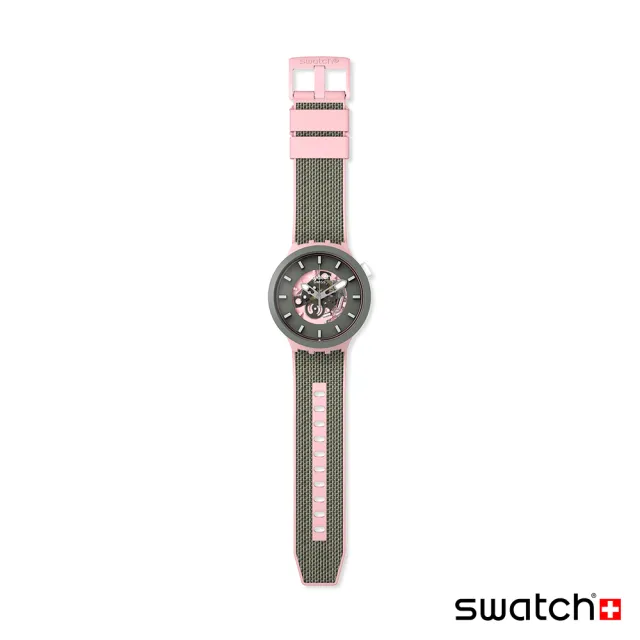 【SWATCH】BIG BOLD 系列手錶 MISTY CLIFFS 迷霧粉紅 男錶 女錶 瑞士錶 錶(47mm)