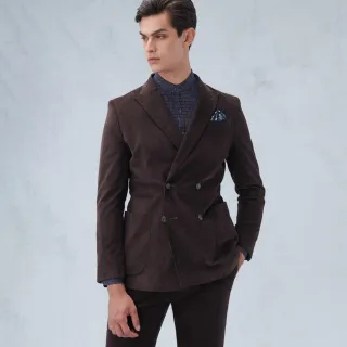 【SST&C】咖啡色燈心絨雙排扣休閒西裝外套0612210004(精選55折)