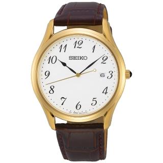 【SEIKO 精工】CS 城市菁英簡約風格時尚男錶-白x咖啡/39mm 雙12限定(SUR306P1/6N42-00K0K)